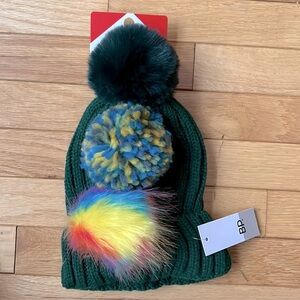 NWT BP. Interchangeable Pom Beanie Neutral fall winter hat faux fur Nordstrom